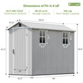 4x8 FT Plastic Outdoor Storage Shed with Floor, Light - View 6 | SAMAG