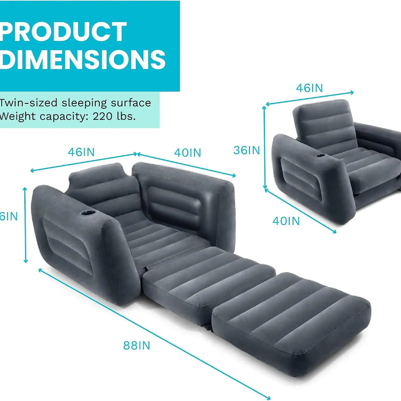 Inflatable Pull Out Sofa Chair and Twin Air Bed Mattress | SAMAG