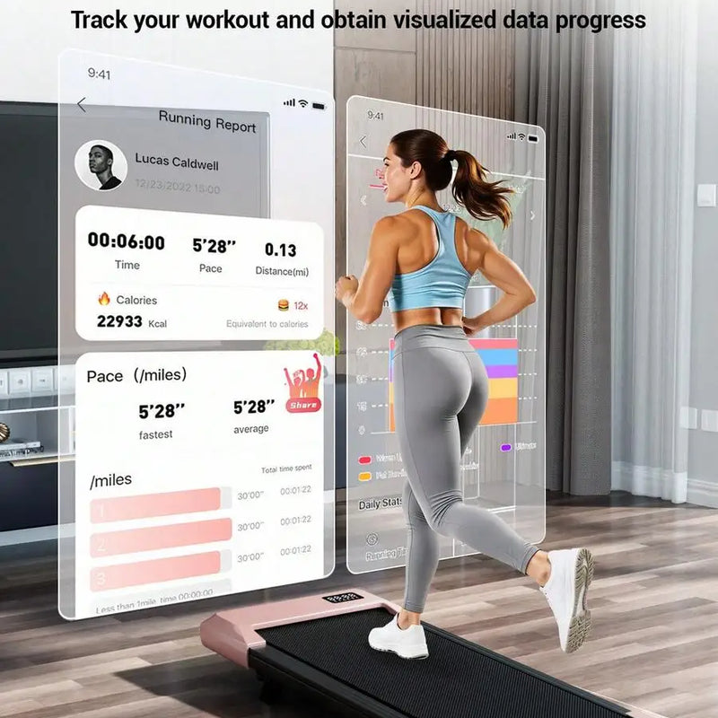 Foldable 6% Slope Under Desk Treadmills 2.5 HP Quiet - View 2 | SAMAG