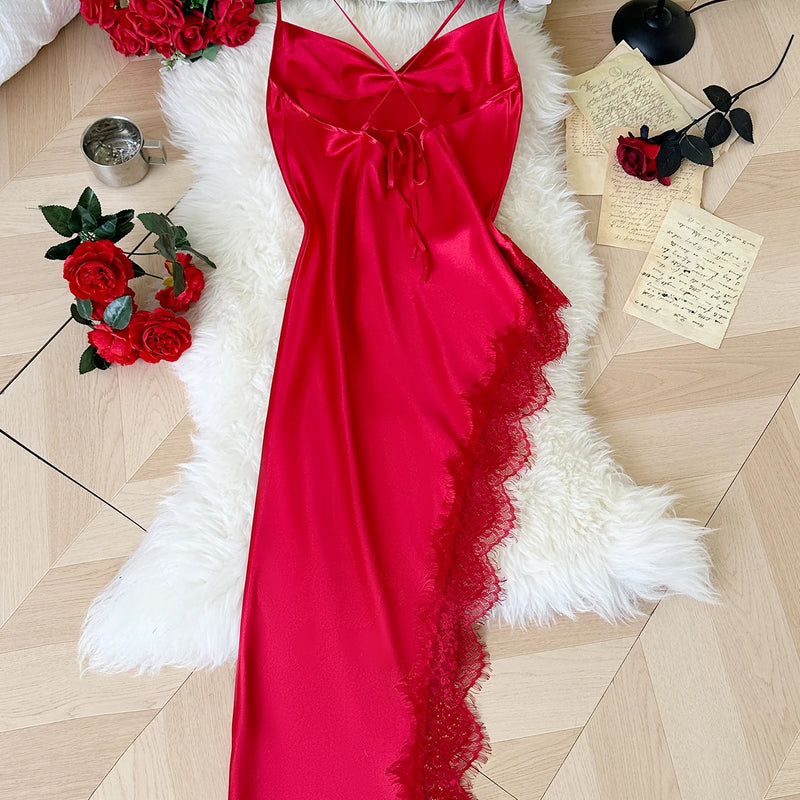 Sexy Lace Patchwork Pajamas Comfortable And Casual Long | SAMAG