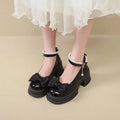 Fashion Versatile Bow Decor Round Toe High Heel Shoes for Women 2026 New Pearl Chain Solid Thick Heel Casual Comfort Single Shoe