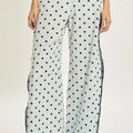 Laru Women Polka Dot 2 Piece Outfit Stand Collar Crop Jacket Side Zipper Wide Leg Pants Spring Casual Matching Tracksuit Set