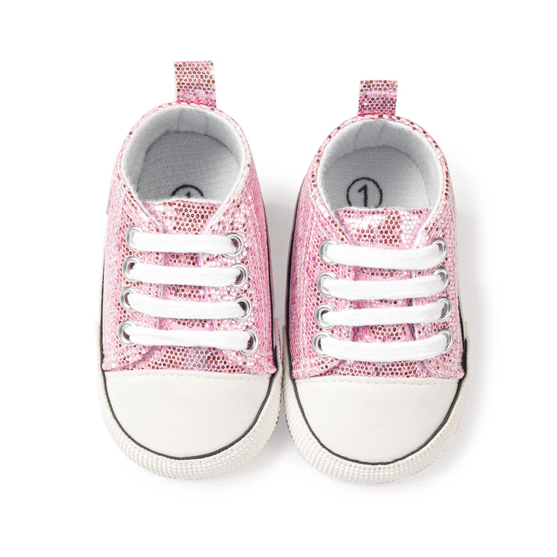 Newborn Baby Shoes Classic Sequins Canvas Cotton - View 9 | SAMAG