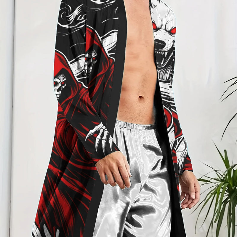 1pc Men's Robes 2026 Spring/Summer Robes Robe Sleepwear 3D Printed Graphic Sleepwear Bathrobe Men Polyester