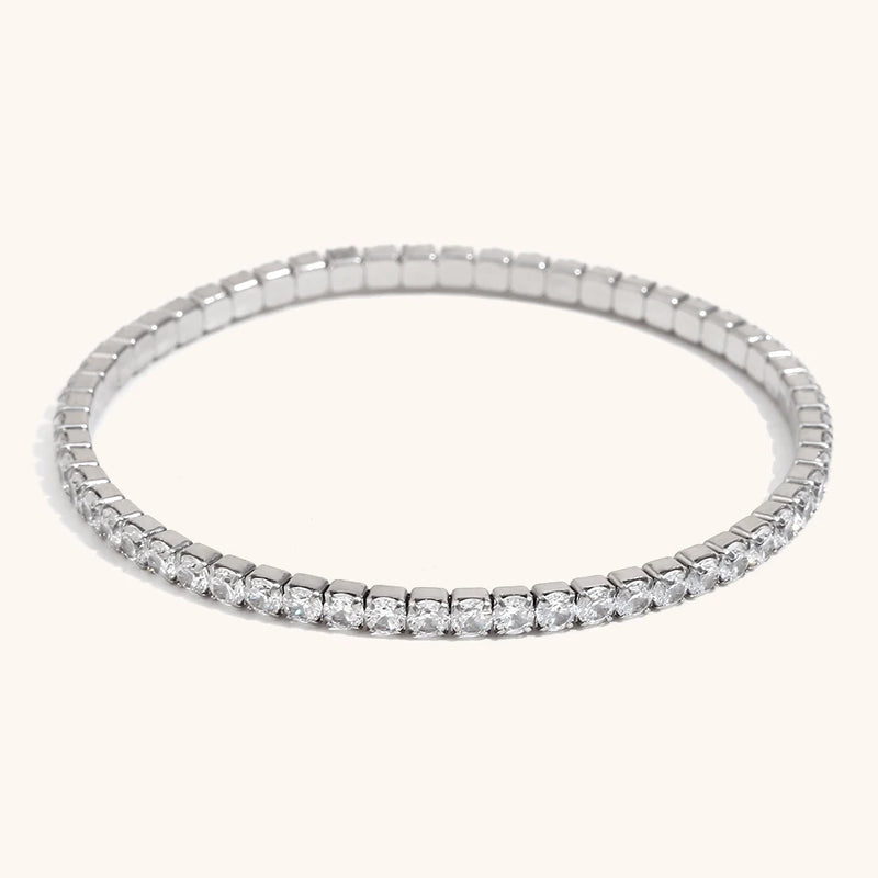 La.Muses Elastic Cubic Zirconia Stainless Steel Woman's Bracelet Fashion Luxurious Jewelry Party Accessories