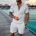 Men's Fashion Casual Light Luxury Striped POLO Shirt Set | SAMAG