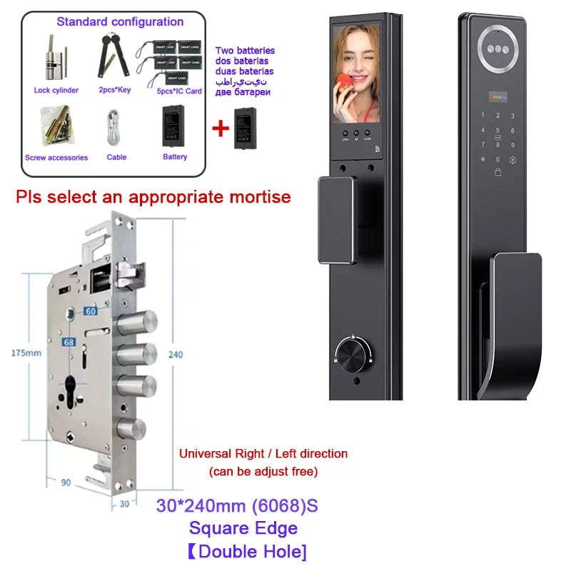 Outdoor Waterproof Lock Wifi Tuya APP Remote Voice Intercom Electronic Door Lock Face Fingerprint Smart Door Lock With Camera