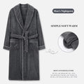 2026 Men's Autumn Winter Flannel Pajama Robes Thickened Warm Lace Up Bath Robes Men Loose Lounge Homewear Coral Fleece Nightgown