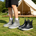 Men Short Ankle Rain Boots Waterproof Lightweight Non Slip Rubber Booties Outdoor Hiking Camping Fishing Garden Work Water Shoes