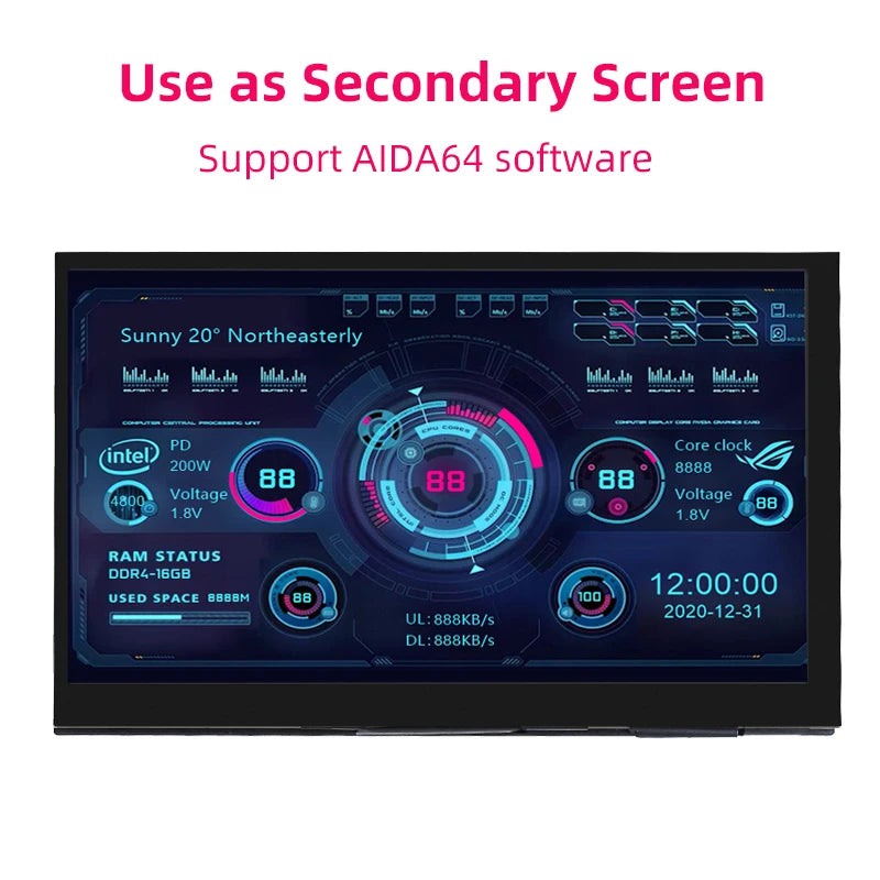 7 Inch Portable Display IPS LCD Capacitive Touch Screen 1024x600 Monitor Optional Speakers for Raspberry Pi Laptop PC