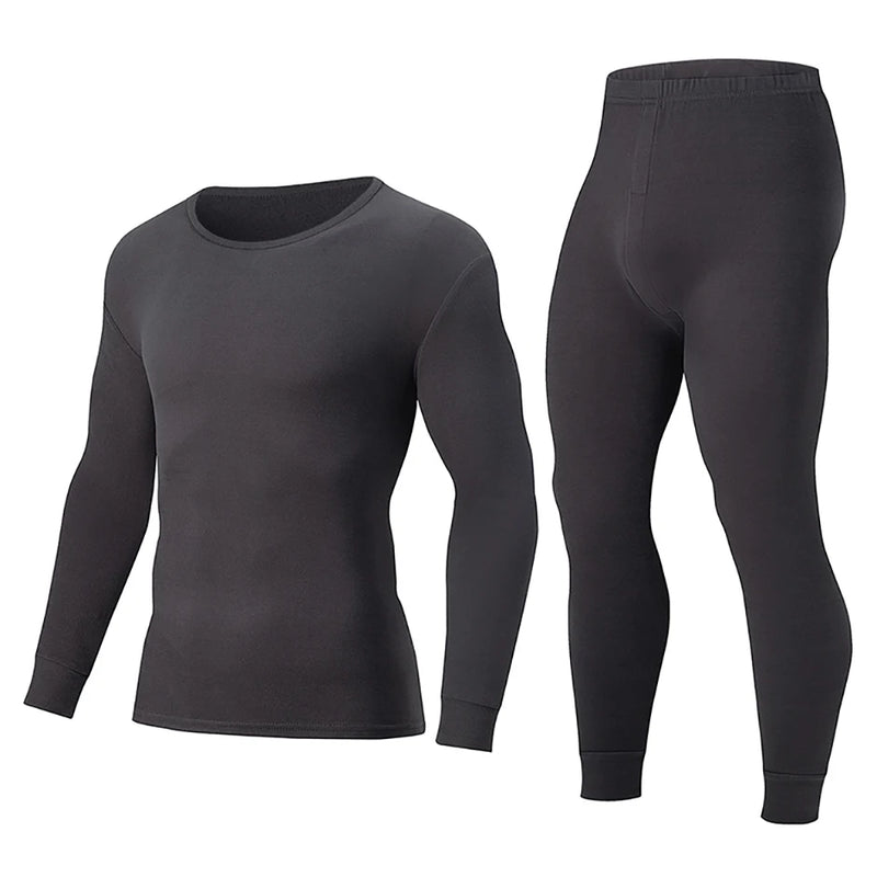 2-piece Autumn And Winter Men's Solid Color Simple and Versatile Round Neck Warm Underwear Set Comfortable Youth Home Clothes