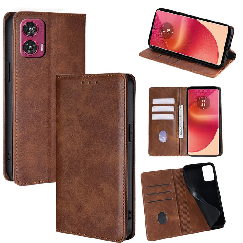Business Magnetic Flip Card Stand Leather Wallet Case for Motorola Edge 50S 50 Pro Moto edge 50 Neo 50 Fusion 5G Cover Funda