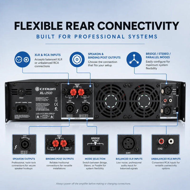XLi 2500 Power Amplifier Professional Audio DJ Equipment Line Array Speakers Subwoofer Speakers Stage Wedding KTV Home Use