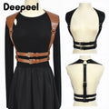 1Pc Women Fashion Punk Harness Belts Harajuku PU Leather Chest  Belt Suspenders for Gothic Waistband Clothing Accessories
