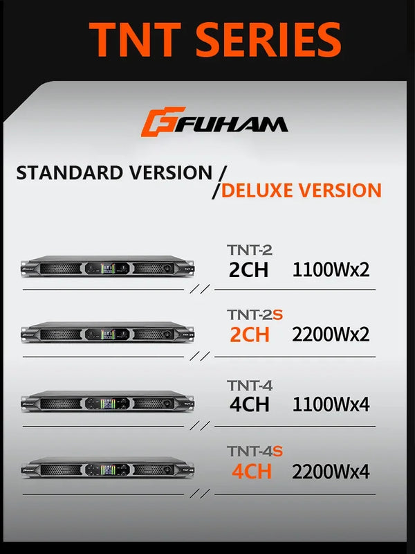 FUHAM TNT-2S/4S Class D Digital Power Amplifier 2200W 8Ω 2/4 Channel Professional Audio DJ Stage Subwoofer Line Array Speaker Am