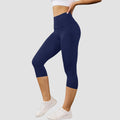 Women's High Waisted White Leggings Knee - Length Yoga - View 8 | SAMAG