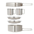 CLS Outdoor 6-Piece Stainless Steel Camping Cookware Set Portable Hiking Picnic Bowl 3-4 Person Barbecue Combination