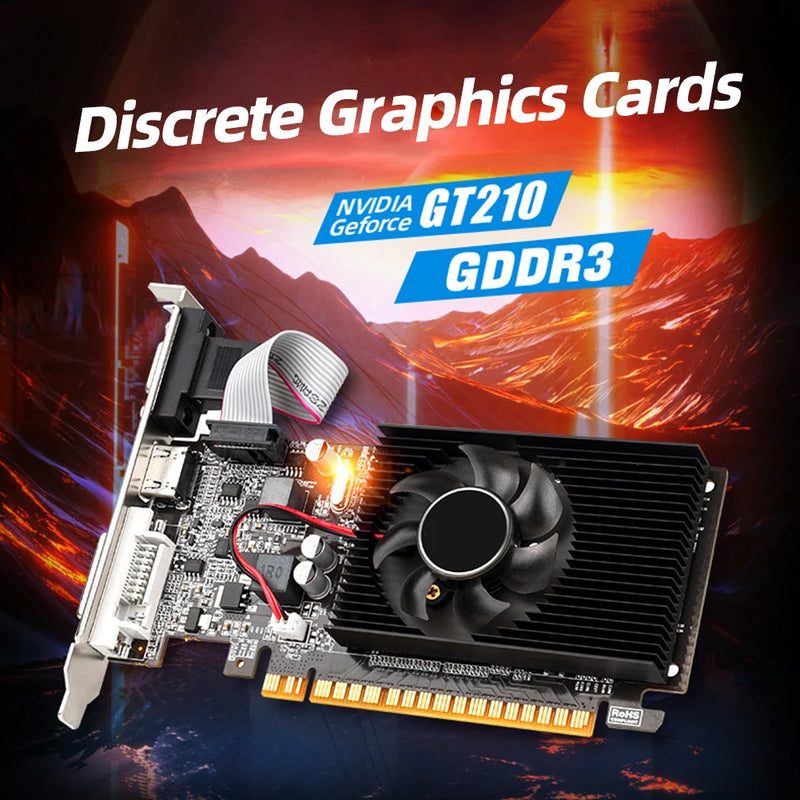 GT210 1G Gaming Graphics Card with DVI VGA HDMI-Compatibe Port Low Profile Graphics Card PIC Express2.0 for PC Gaming