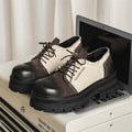 Men Thick Soled Derby Shoes Height Increasing Non Slip Breathable Color Blocked Casual Personalized Youth Fashion Shoes