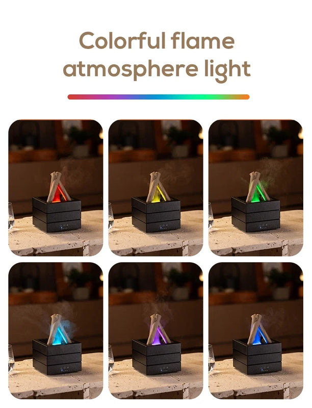280ml Flame Aroma Diffuser USB Air Humidifier Colorful Atmosphere Light and Remote Control Bonfire Essential Oil Aroma Diffuser