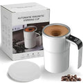 Automatic Stirring Mug with LED Temperature Display, Rechargeable Magnetic Coffee Cup with Lid - 12oz for Home or Office.