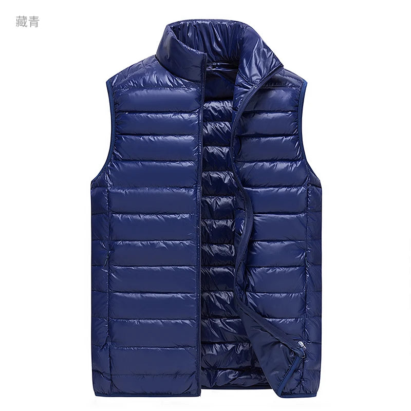 Men Winter Down Vests Mens waterproof Fashion Casual Down Sleeveless Vest Jackets Mens Autumn Couple Lightweight Work Waistcoat