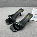 Modern Slippers 2024 Summer New Patent Leather Asymmetric High Heel Slippers Stiletto Stylish Outside Women's Sandals