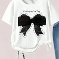 Girls' Summer Casual Outfit, Children's Bowknot Set, Faux | SAMAG