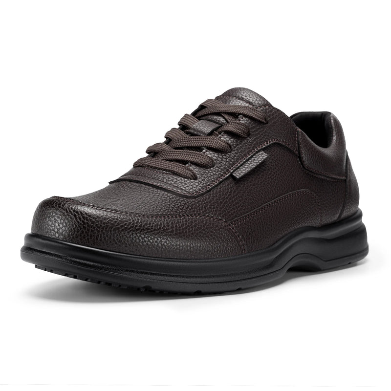 Fitville Men'S Business Leather Shoes Wide Design Casual Oxford Shoes  Non-Slip Water-Repellent For Swollen Feet With Adjustable