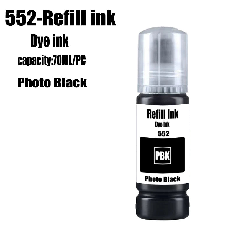 For Epson 552 Refill Ink Kit For Epson EcoTank L8160 L8168 L8180 L8188 ET-8500 ET-8550 EW-M973A3T EW-M873T Printer Dye ink
