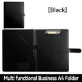 1Pc Texture PU Leather Multi-Functional Folder A4 Clip Pen Holder Card Slots - Business Office Meeting Organizer for Bank/Sales
