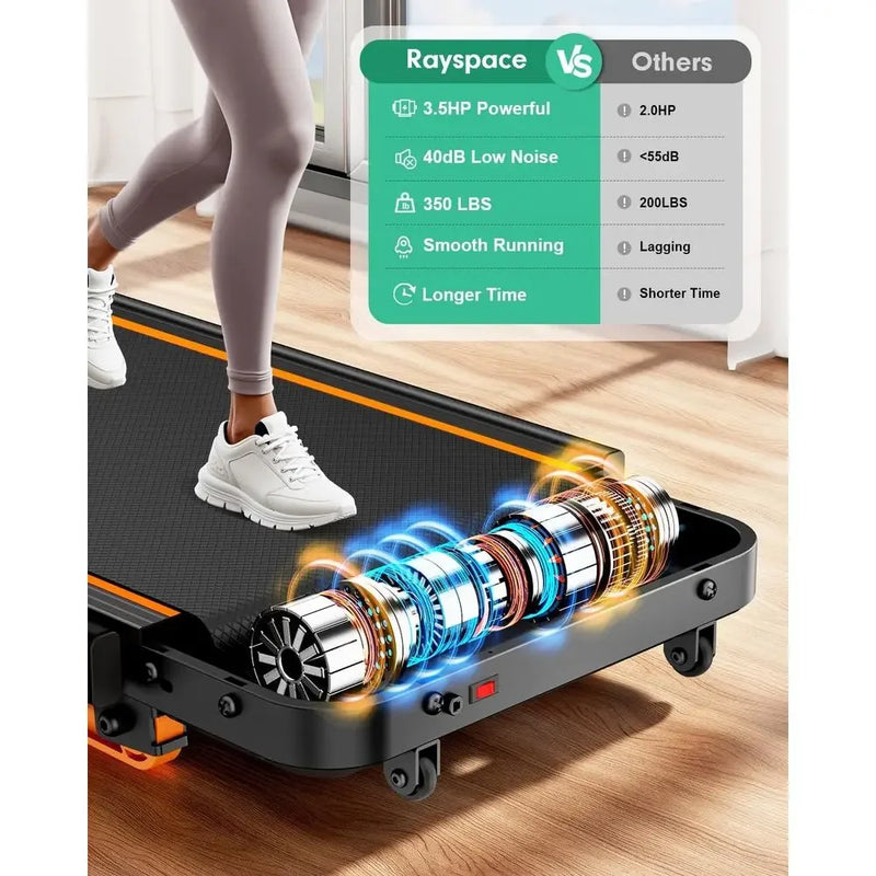 Compact 3.5HP Treadmill with 10% Incline, Handle, and App | SAMAG