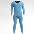 Men's Thermal Underwear Set, Fleece-Lined and Thickened, Basic Seamless Cotton Base Layer Top and Bottom for Autumn and Winter