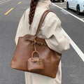 LEFTSIDE Big PU Leather Short Handle Shoulder Bag for Women 2025 Winter Luxury Tote Bag Lady Designer Retro Handbags and Purses