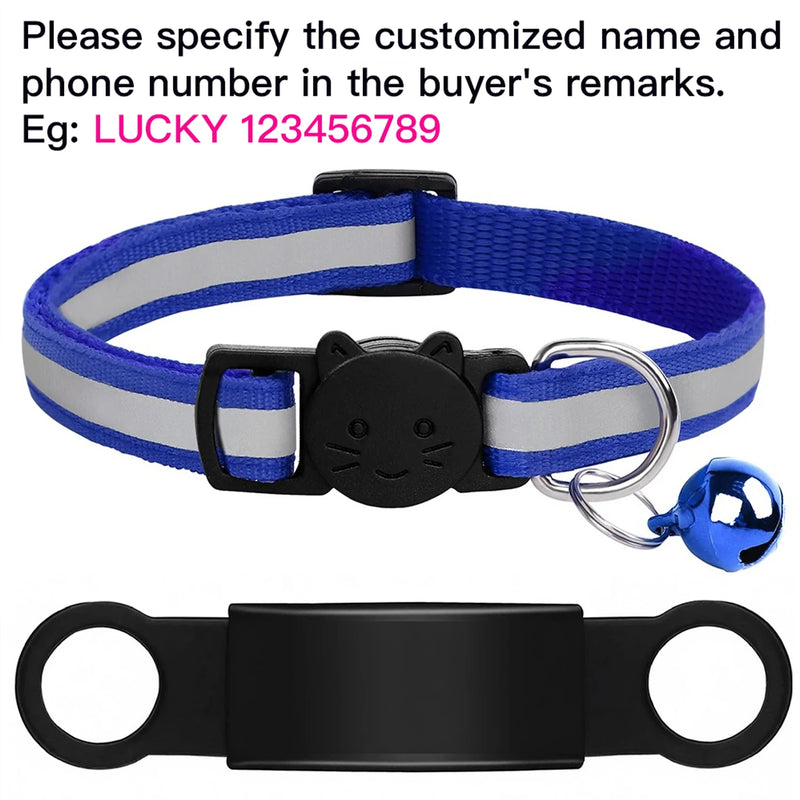 Customized Pet Collar Reflective Cat Collars Free Engraved Puppy Kitten Pet ID Nameplate Necklace With Bell Anti-lost For Cats