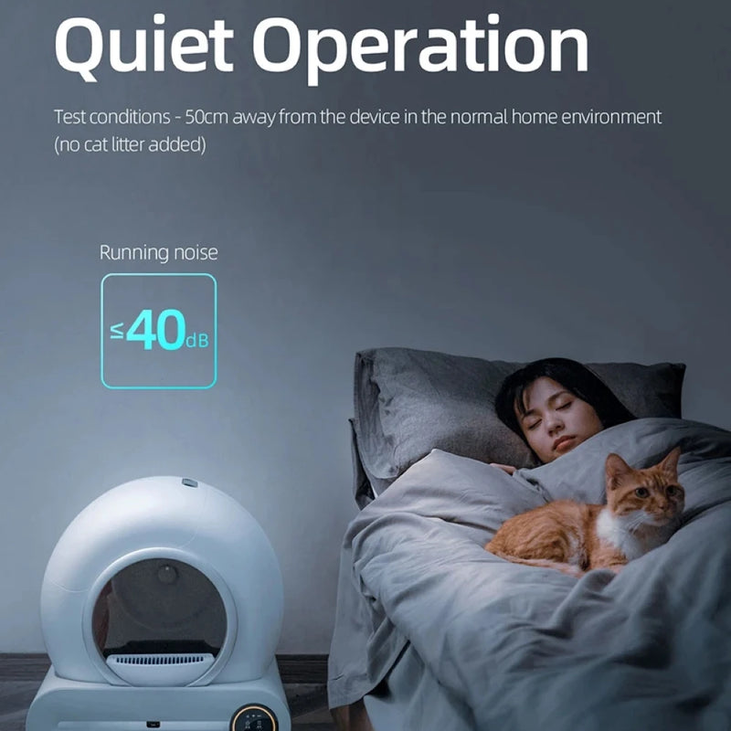65L Large Space Silent Smart WiFi Cat Litter Box with 9L Trash Automatic Cleaning Fully Enclosed Electric Pet Toilet