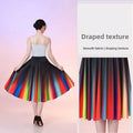 Colorful Gradient Long Skirt Summer Casual Dance Dress Loose Comfortable Stylish Outfit Middle Aged Elderly Dancing Wear Soft