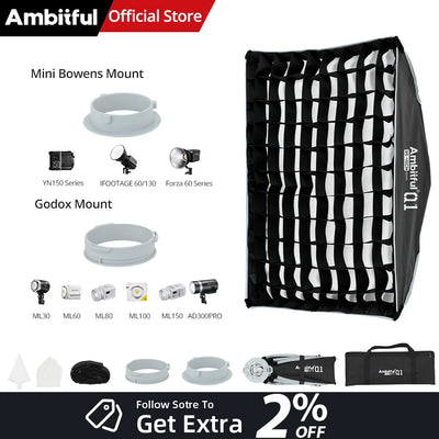 AMBITFUL Q1 35x45cm Strip Softbox Mini Bowens/GODOX Mount | SAMAG