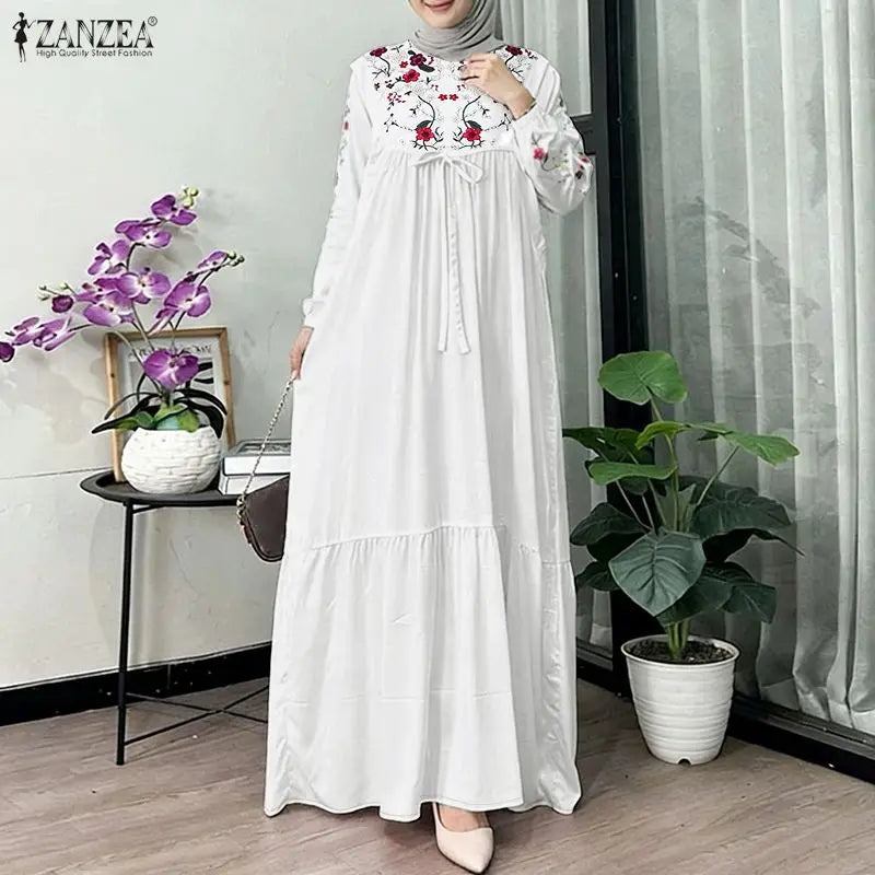 Women's Muslim Modest Fashion Maxi Dresses Floral Print | SAMAG