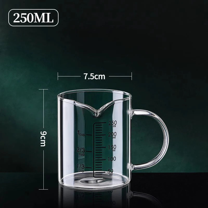 YWDL 1pcs Glass Measuring Cup With Handle Heat-resistant Laboratory Beaker Kitchen Milk Coffe Measuring Mug 250/350/500/1000ml