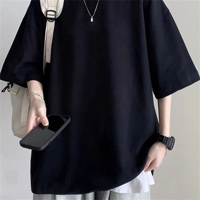 Fashion Solid Polyester T-shirts For Men Basic Tee Casual T shirt Oversized Tops Quality Unisex Short Tshirts Tees Men Clothing