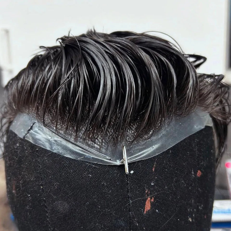 Super Ultra Thin Skin 0.02mm 80-100%Density Men Toupee Brown Black 210# Human Hair System Undetectable Natural Hairline Prosthes