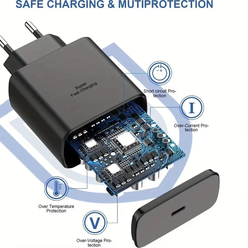 PD 45W 5A Super Fast Charger for Samsung S21 S22 S23 S24 Plus Note20 Ultra A34 A53 A54 A55 A71 A73 USB-C Quick Charging Cable 2m