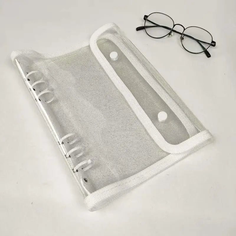 A5 6-Ring Transparent PVC Binder Cover Dual Snap Closure Clear Notebook Organizer for Paper Documents Planner Protection