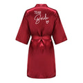 Wedding Party Team Bride Robe Kimono Satin Pajamas Bridesmaid Bathrobe With White Letters YE8171