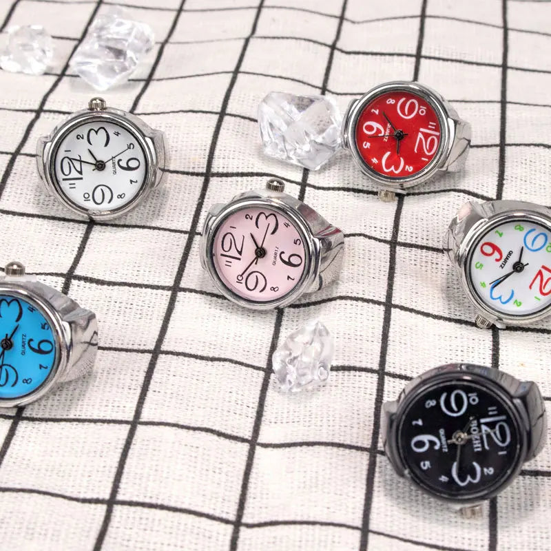 Kiss Jewelry Women Men Vintage Classic Finger Watch Rings Punk Stretchy Strap Quartz Watches Clock Ring Hip-hop anillos 2023
