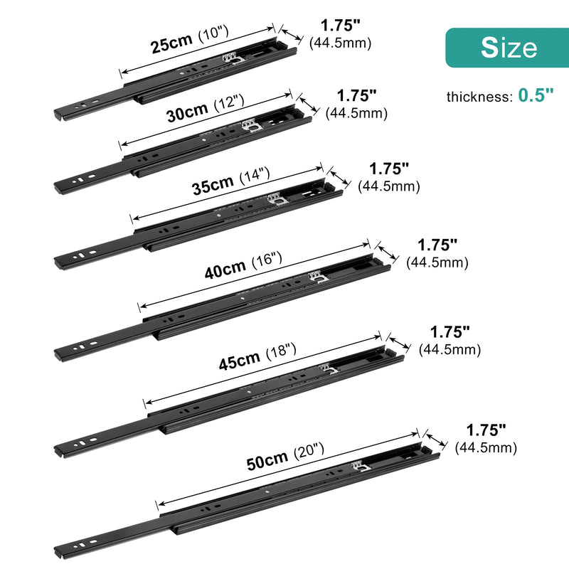 Drawer Rail 10~20Inch Stainless Steel Ball Bearing Slides | SAMAG