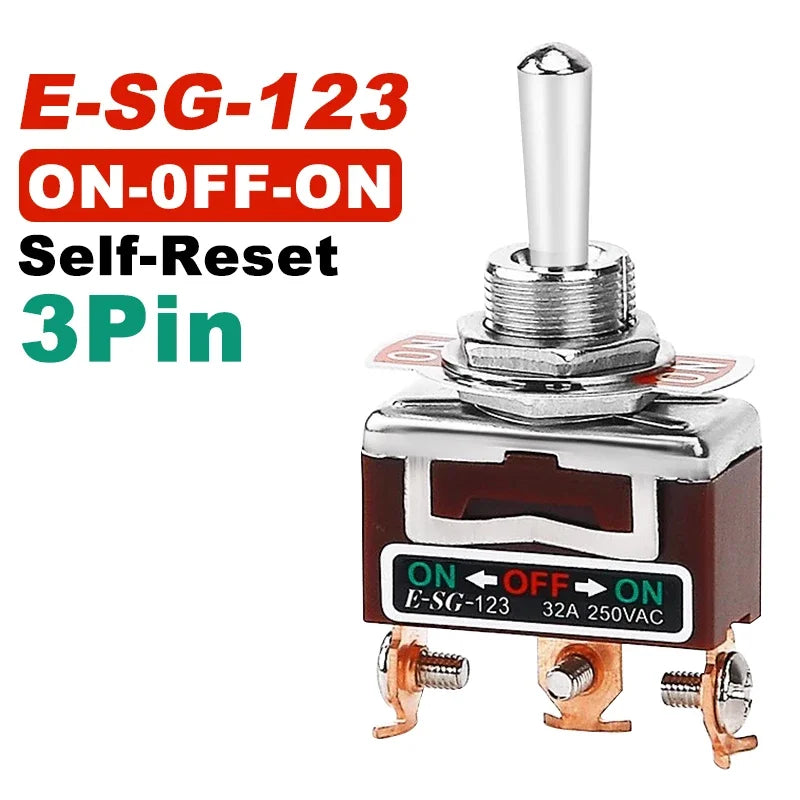 High Current Toggle Switch 2/3/4/6/8/9/12Pin Self Reset/Self-locking Switch Copper Pin 32A 250VAC Push Button Switch