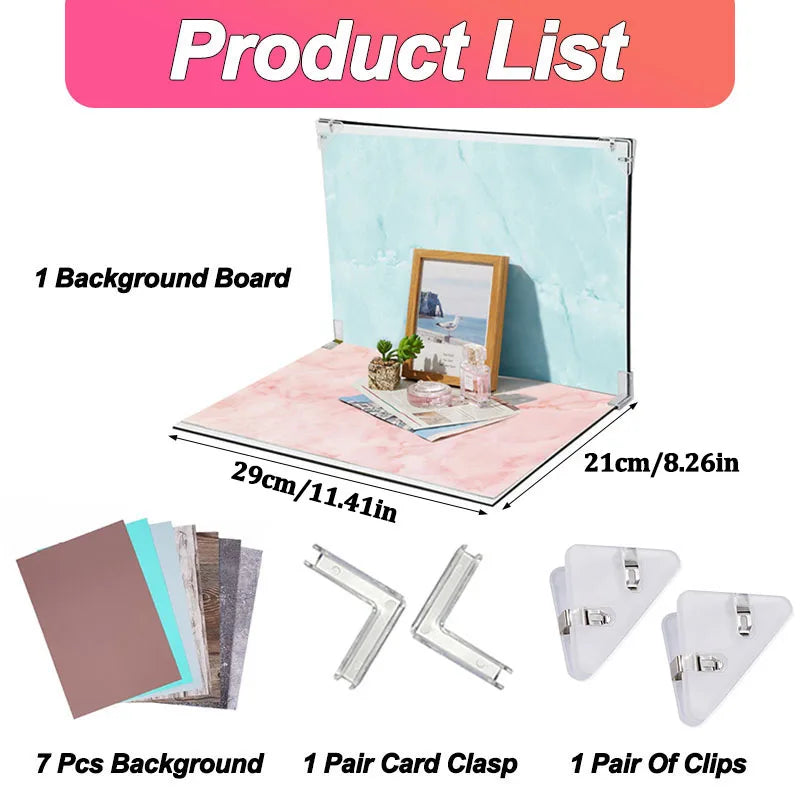 29x21cm Photography Backdrop Board 7 Pcs 2 Sided Photo Background Set 14 Wood Grain Studio Waterproof Product Photographic Props