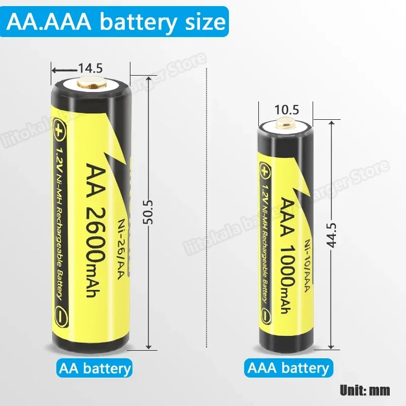 1-16PCS LiitoKala Ni-26/AA 1.2V 2600mAh Ni-MH AA Rechargeble Battery for Camera Anti-dropping Toy Car+ AA Battery Box